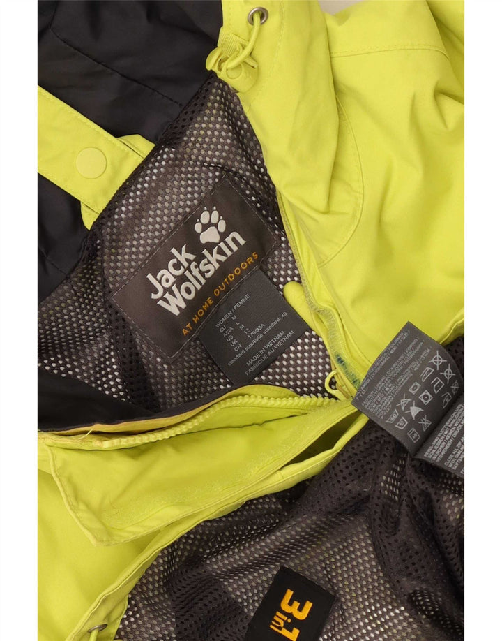 Jack Wolfskin Mens Hooded Rain Jacket UK 12 Medium Yellow Polyamide