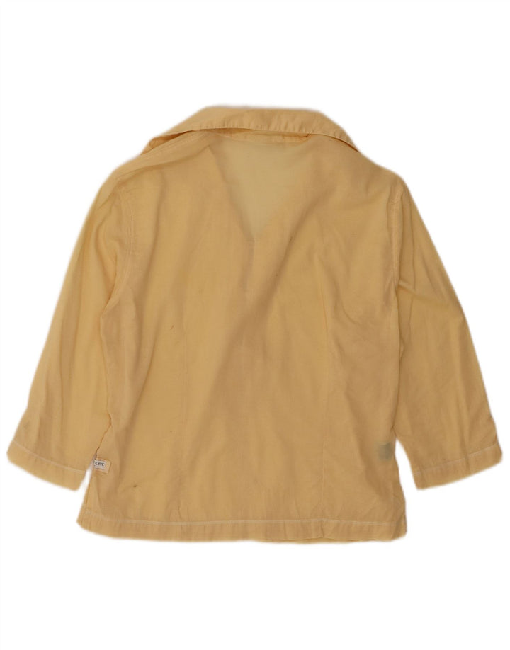 Murphy & Nye Womens 3/4 Sleeve Pullover Shirt UK 14 Medium Yellow Cotton
