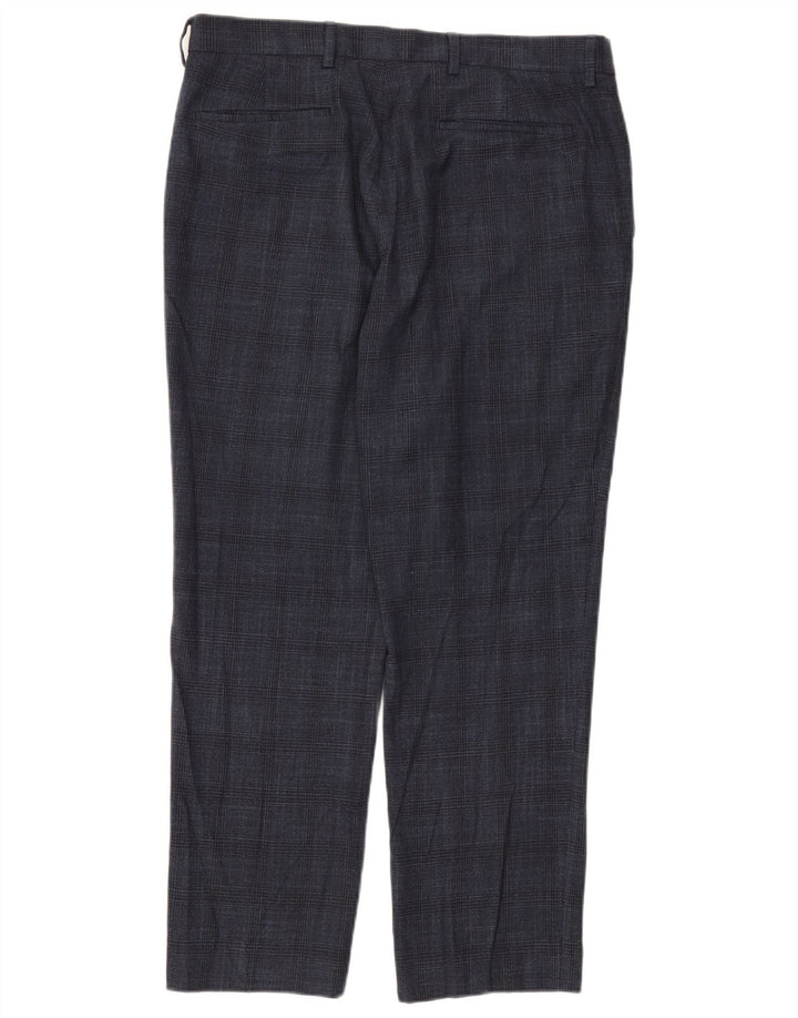 Marks & Spencer Mens Chino Trousers W34 L29 Navy Blue Houndstooth