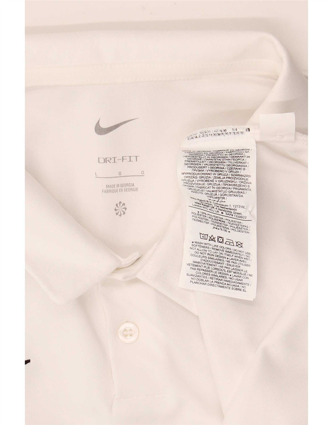 Nike Mens Dri Fit Polo Shirt Large White Polyester