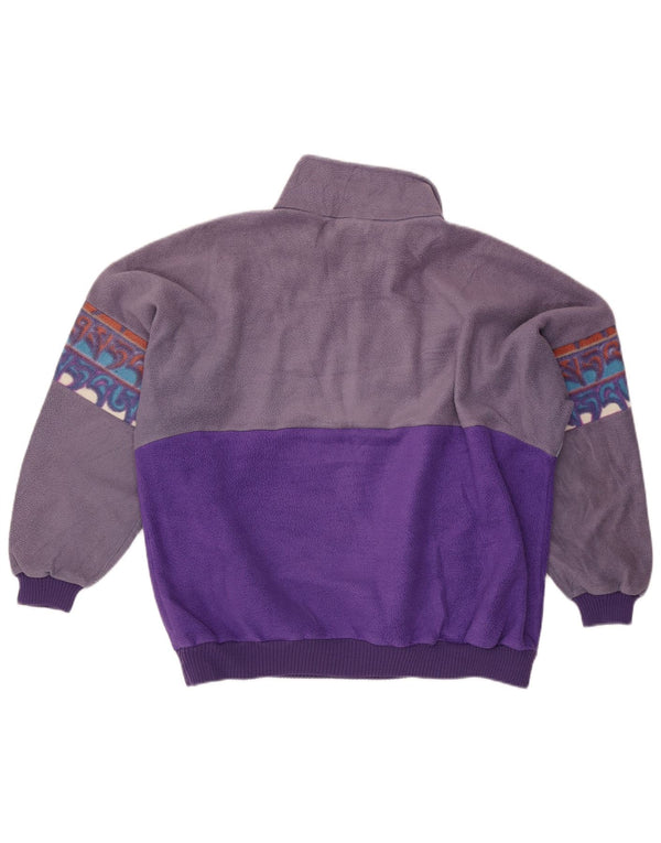 SALEWA Mens Zip Neck Fleece Jumper XL Purple Geometric Polyester