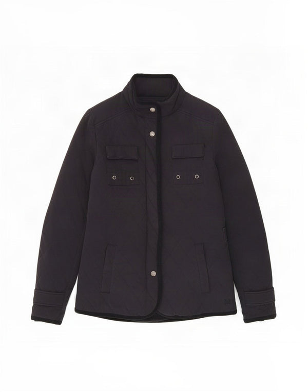 Crew Clothing Womens Quilted Jacket UK 8 Small Navy Blue Cotton
