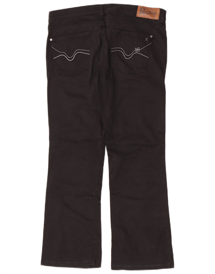 Replay Womens Bootcut Casual Trousers W33 L29 Black Cotton