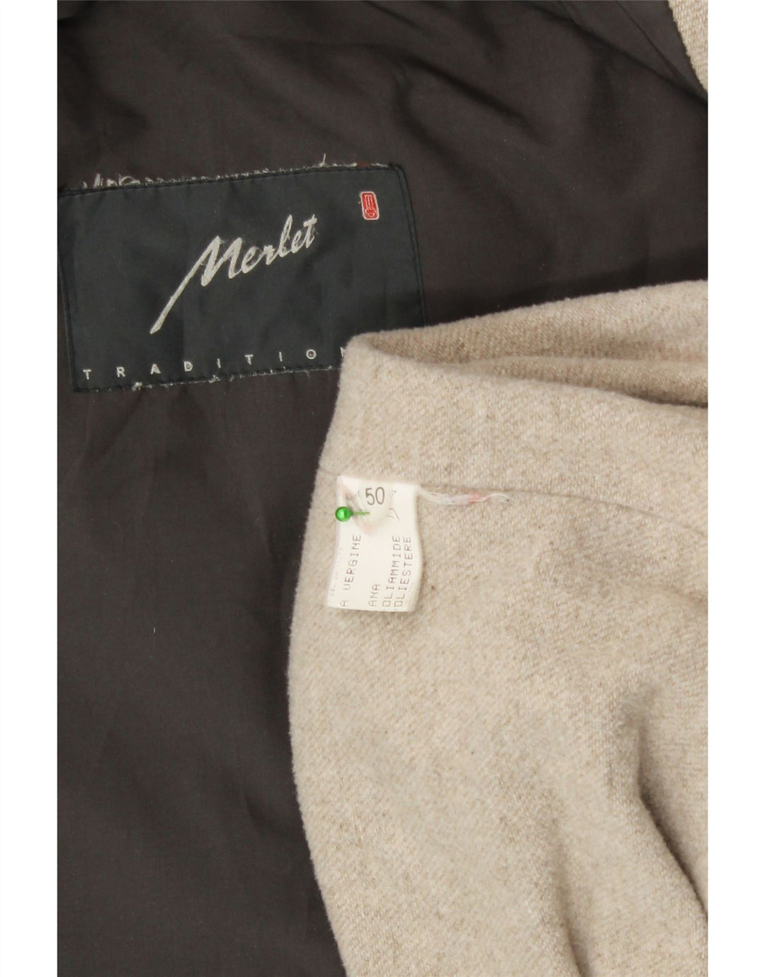 Merlet Mens Hooded Overcoat IT 50 Large Khaki Wool