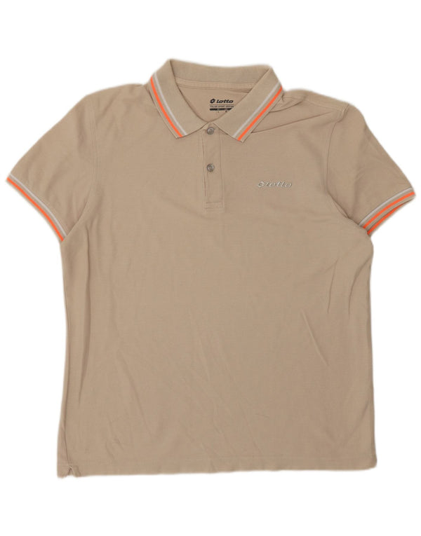 Lotto Mens Polo Shirt Large Beige Cotton