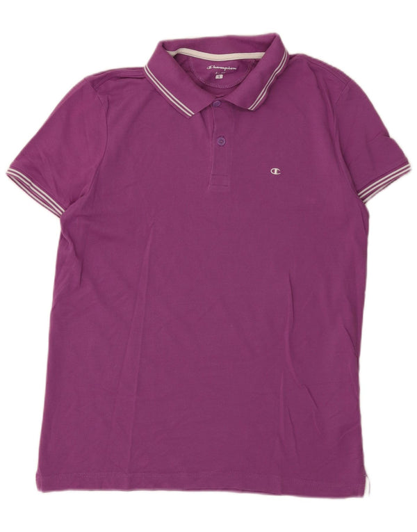 Champion Mens Easy Fit Polo Shirt Small Purple Cotton