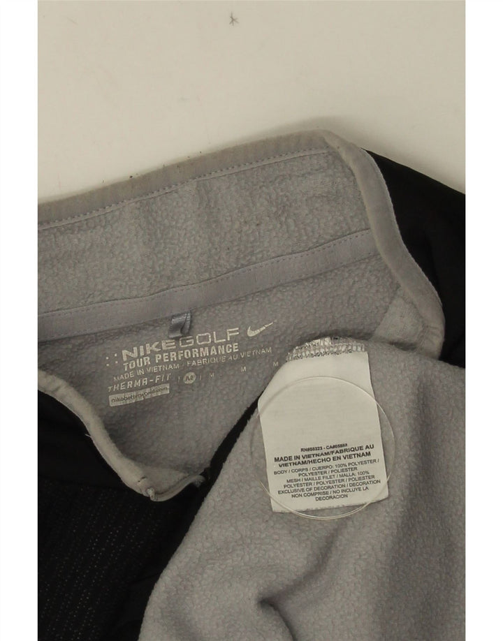 NIKE Mens Therma-Fit Zip Neck Sweatshirt Jumper Medium Black Polyester