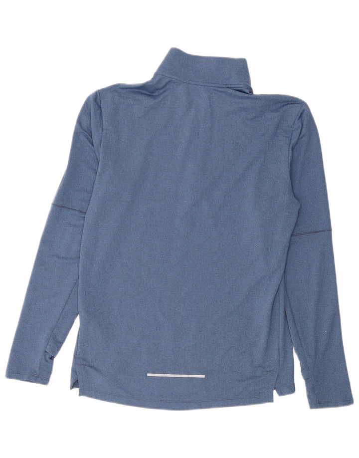 Nike Mens Dri Fit Zip Neck Pullover Tracksuit Top Small Blue Polyester