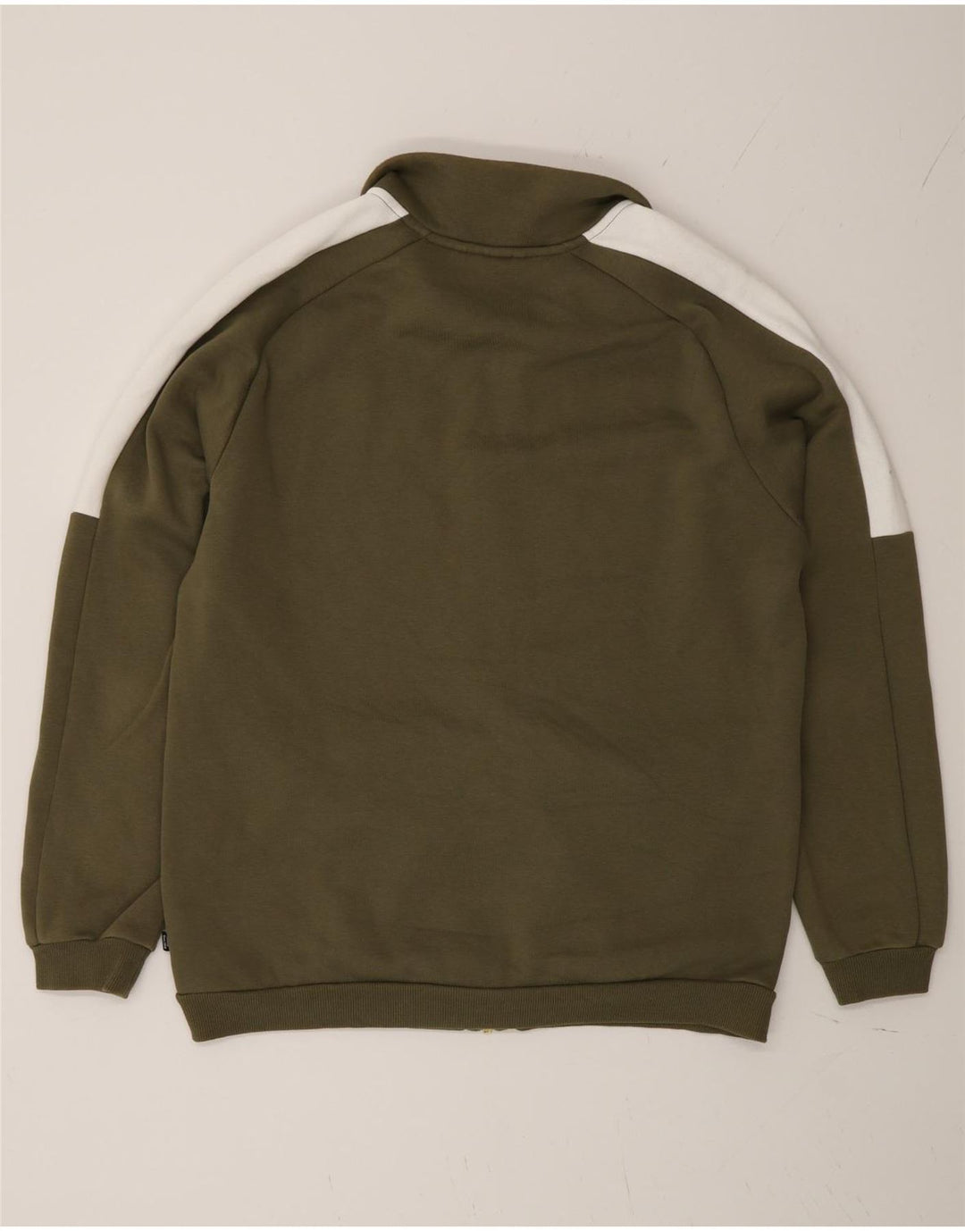 Puma Mens Tracksuit Top Jacket Medium Khaki Colourblock Cotton