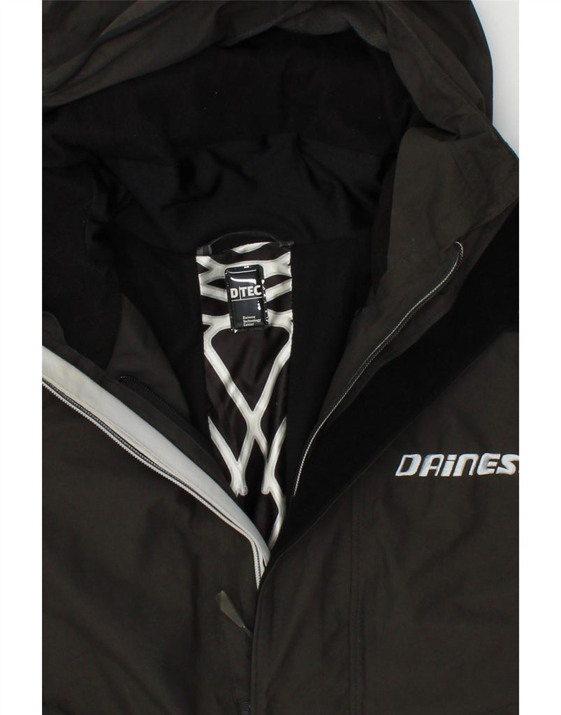 DAINESE Mens Graphic Hooded Windbreaker Jacket UK 42 XL Black Colourblock | Vintage Dainese | Thrift | Second-Hand Dainese | Used Clothing | Messina Hembry 