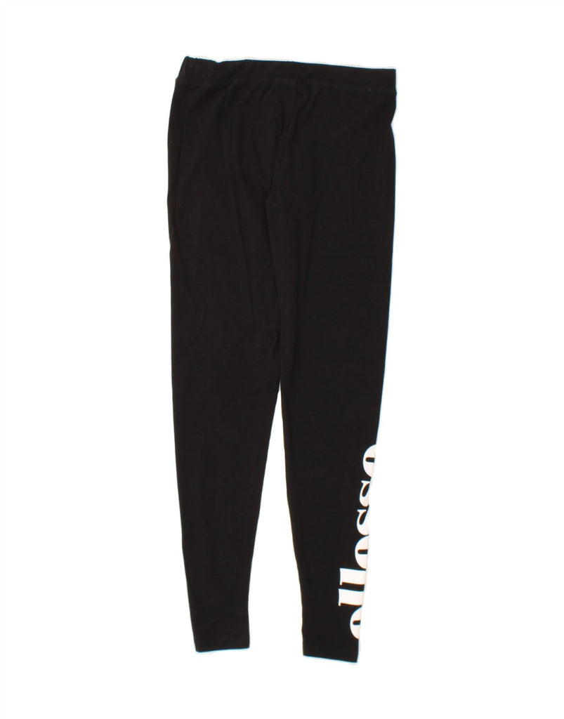 ELLESSE Womens Graphic Leggings UK 12 Medium  Black Cotton Vintage Ellesse and Second-Hand Ellesse from Messina Hembry 