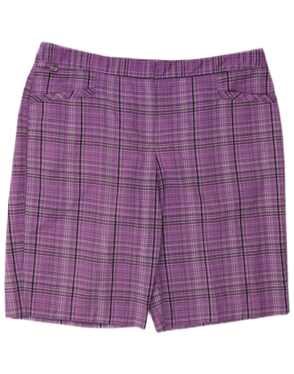 Izod Womens Bermuda Shorts US 16 2XL W34 Purple Check Polyester