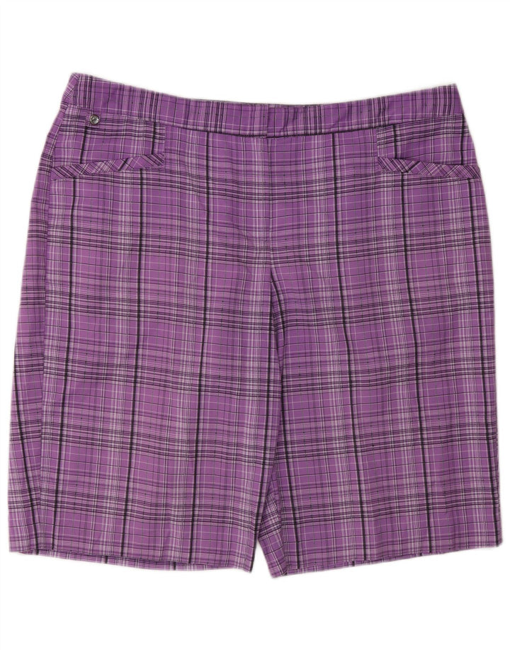 Izod Womens Bermuda Shorts US 16 2XL W34 Purple Check Polyester