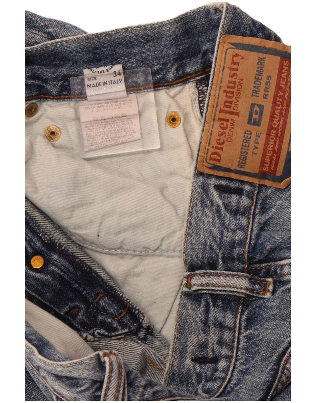 DIESEL Mens Straight Jeans W34 L31 Blue Cotton