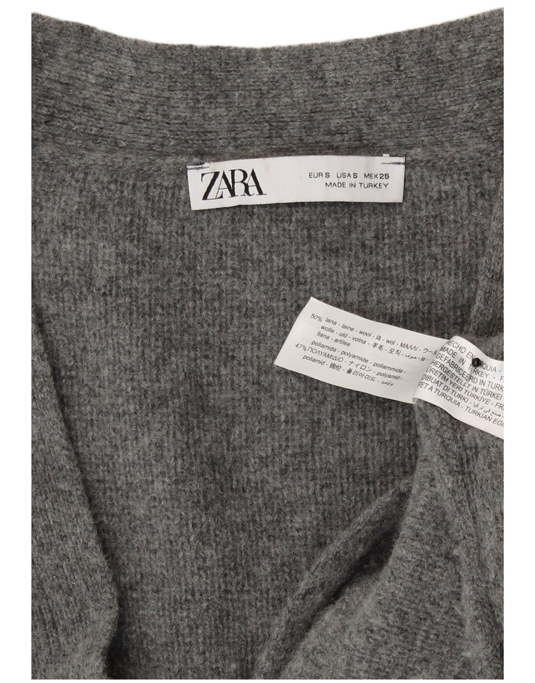 Zara Womens Oversized Cardigan Sweater UK 10 Small Grey Wool