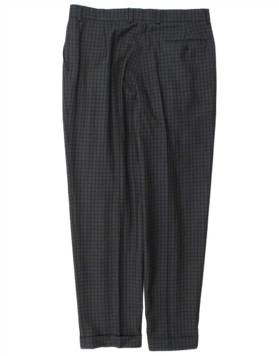 Marks & Spencer Mens Slim Suit Trousers W34 L31 Navy Blue Check Wool