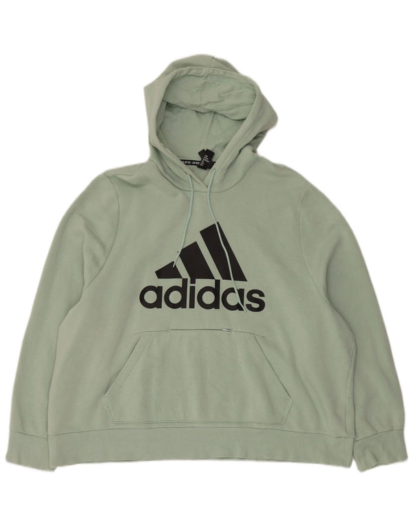 Adidas Womens Graphic Hoodie Jumper UK 28/30 3XL Green Cotton