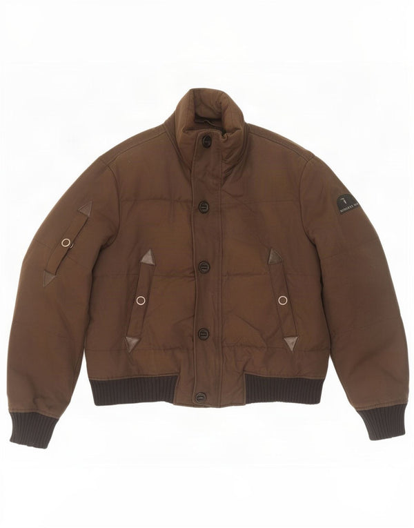 Trussardi Jeans Mens Padded Jacket IT 50 Large Brown Nylon