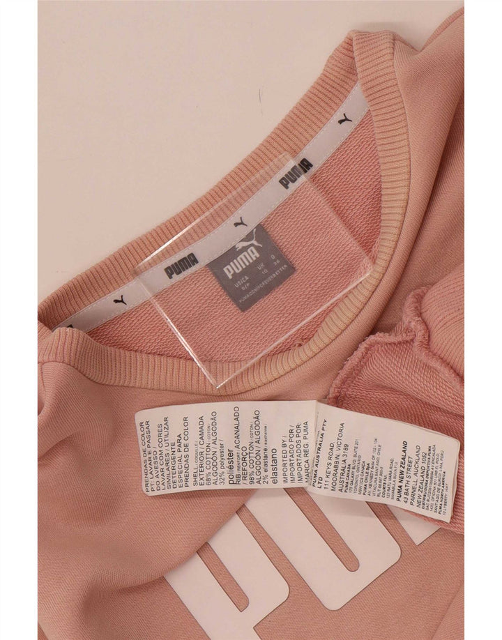 Puma Womens Graphic Oversized Sweatshirt Jumper UK 10 Small Pink Cotton