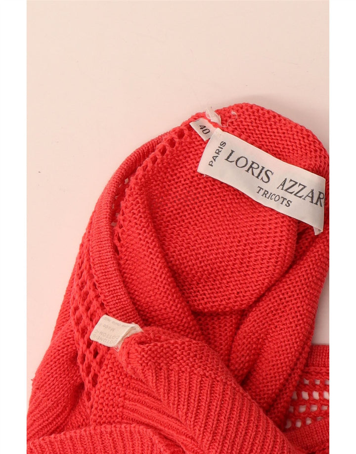 Loris Azzaro Womens Crop V-Neck Jumper Sweater EU 40 Medium Red