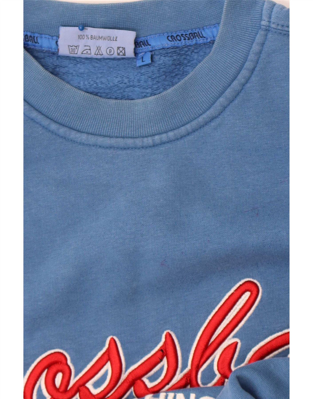 Crossball Mens Graphic Regular Fit Sweatshirt Jumper Large Blue Cotton