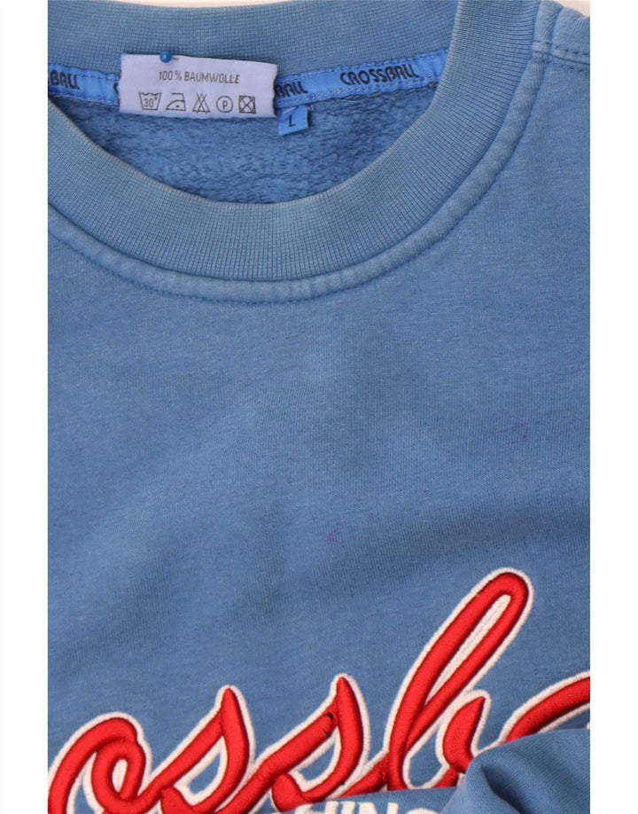 Crossball Mens Graphic Regular Fit Sweatshirt Jumper Large Blue Cotton
