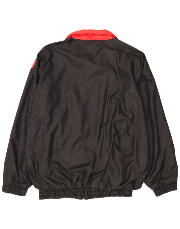 Vintage Mens Loose Fit Tracksuit Top Jacket Medium Black Colourblock Sports