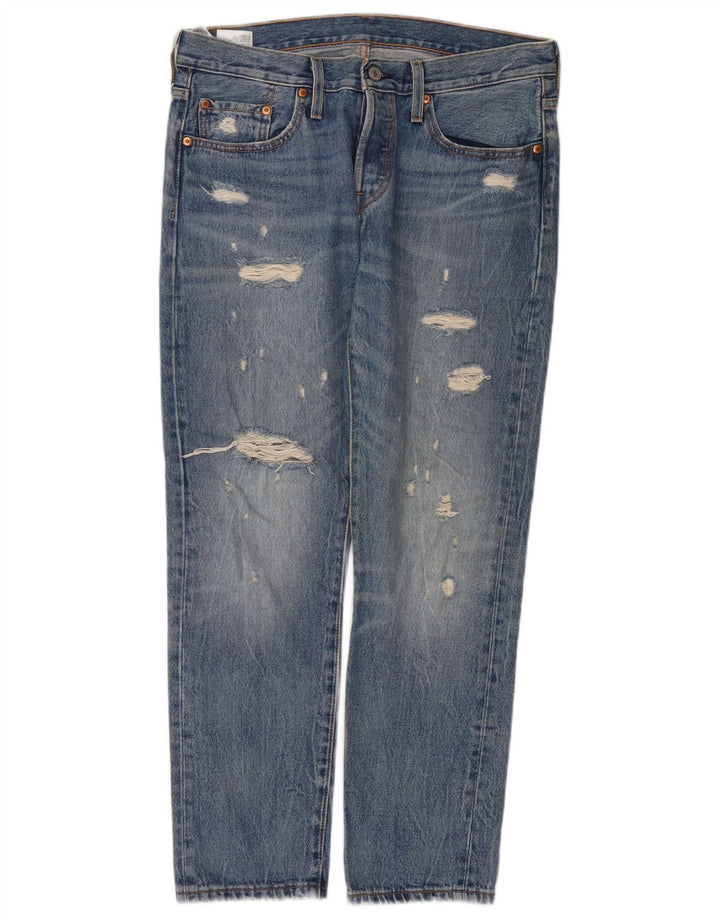 Levi's Womens 501 Distressed Straight Jeans W29 L28 Blue Cotton