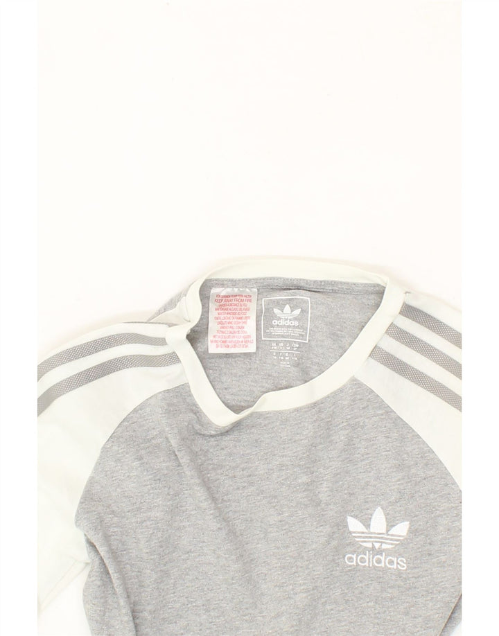 ADIDAS Boys Top Long Sleeve 9-10 Years Small  Grey Colourblock Cotton Vintage Adidas and Second-Hand Adidas from Messina Hembry 