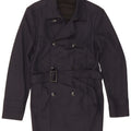 Zara Mens Trench Coat UK 40 Medium Navy Blue Polyester