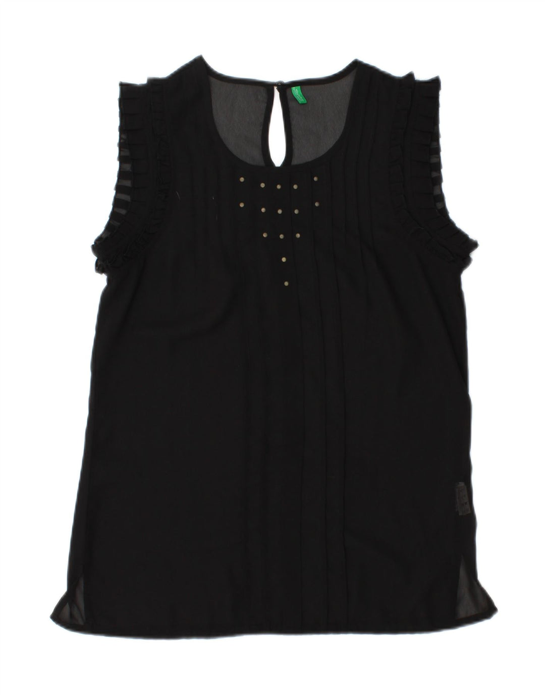 BENETTON Womens Sleeveless Blouse Top UK 10 Small Black Polyester Vintage Benetton and Second-Hand Benetton from Messina Hembry 