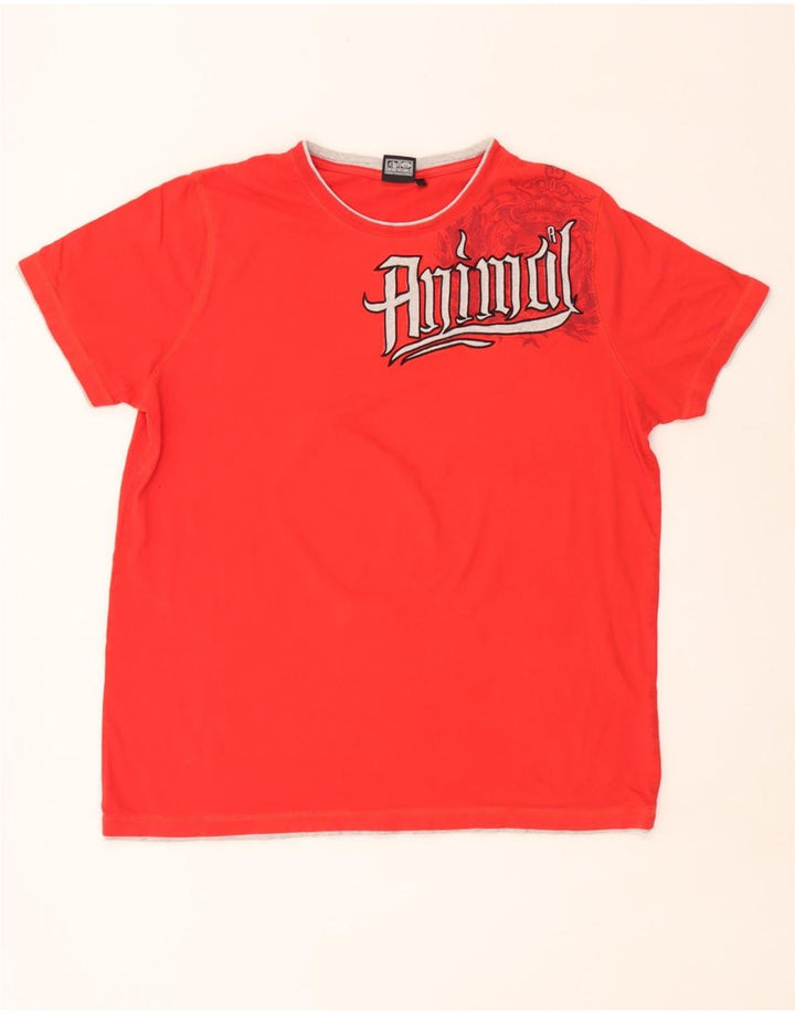 Animal Mens Graphic T-Shirt Top XL Red Cotton