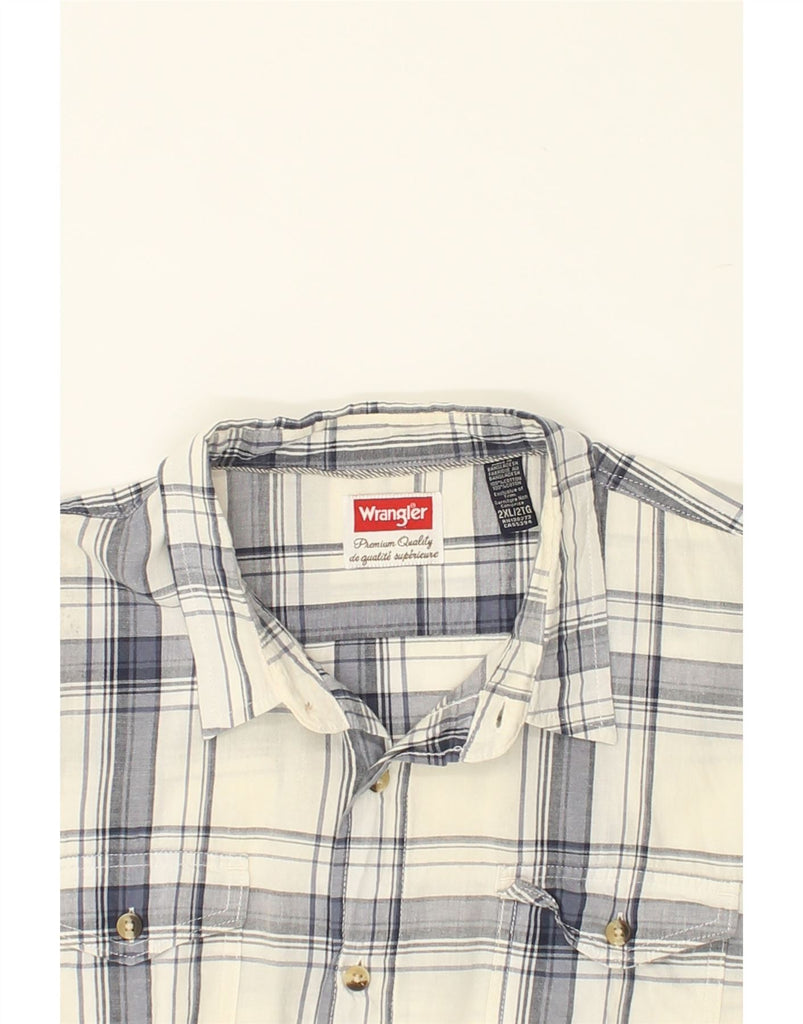 WRANGLER Mens Short Sleeve Shirt 2XL White Check Cotton | Vintage Wrangler | Thrift | Second-Hand Wrangler | Used Clothing | Messina Hembry 