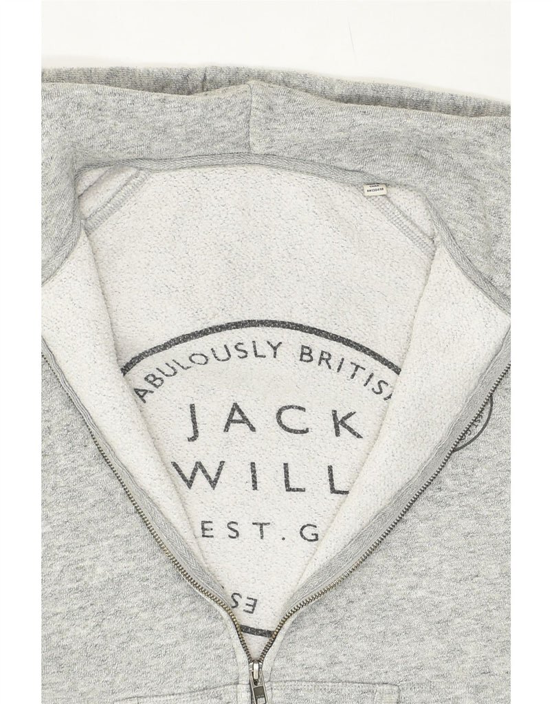 JACK WILLS Womens Graphic Zip Hoodie Sweater UK 14 Medium Grey | Vintage Jack Wills | Thrift | Second-Hand Jack Wills | Used Clothing | Messina Hembry 