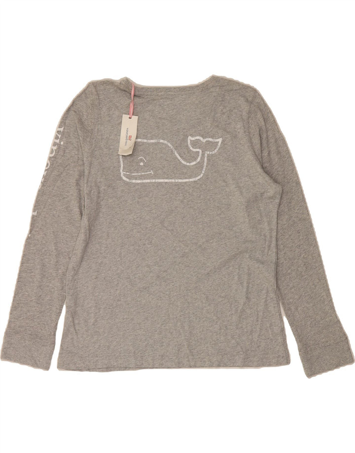 VINEYARD VINES Womens Graphic Top Long Sleeve UK 16 Large Grey Cotton Vintage Vineyard Vines and Second-Hand Vineyard Vines from Messina Hembry 