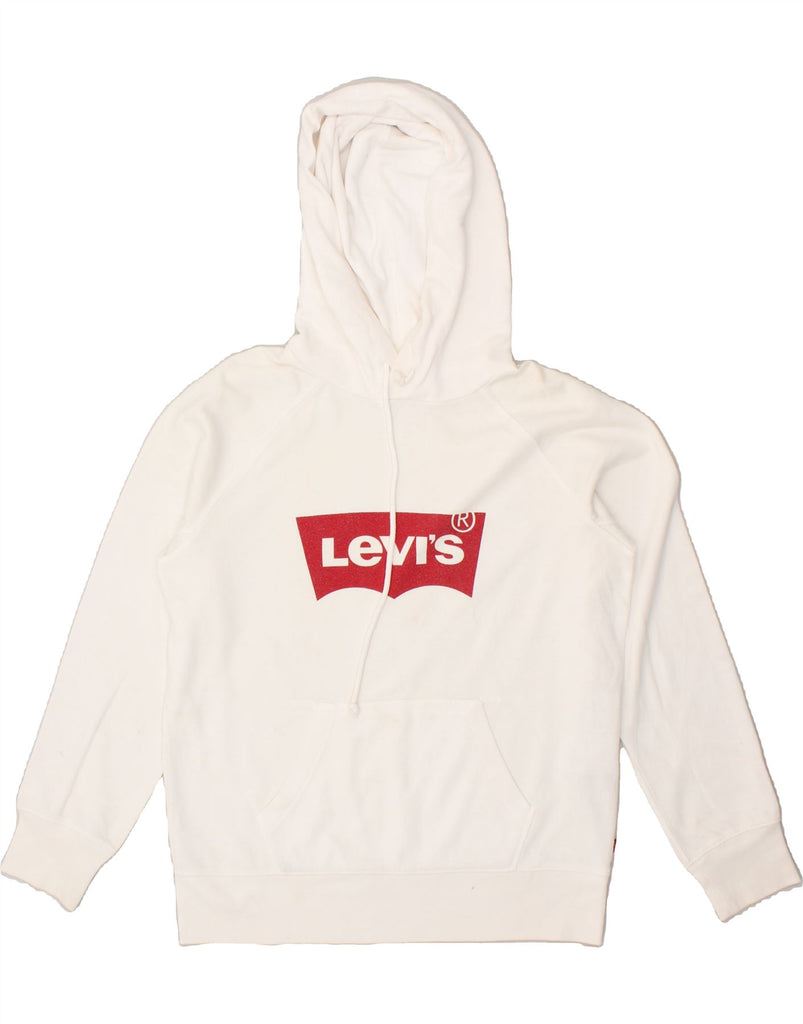 LEVI'S Mens Graphic Hoodie Jumper XS White Cotton | Vintage Levi's | Thrift | Second-Hand Levi's | Used Clothing | Messina Hembry 