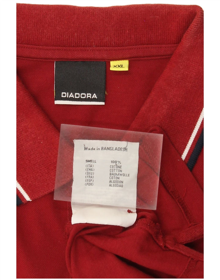 Diadora Mens Polo Shirt 2XL Red Cotton