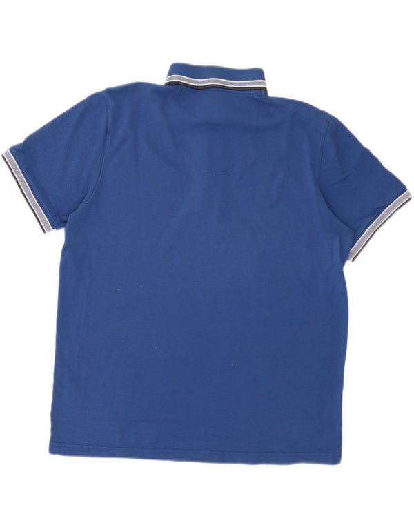 Hugo Boss Mens Polo Shirt XL Blue Striped Cotton