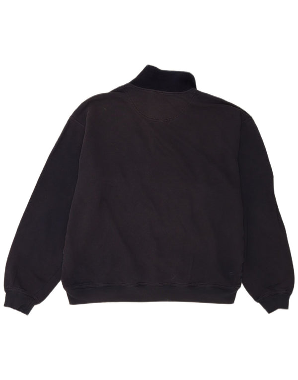 Marks & Spencer Mens Polo Neck Sweatshirt Jumper Large Navy Blue Check