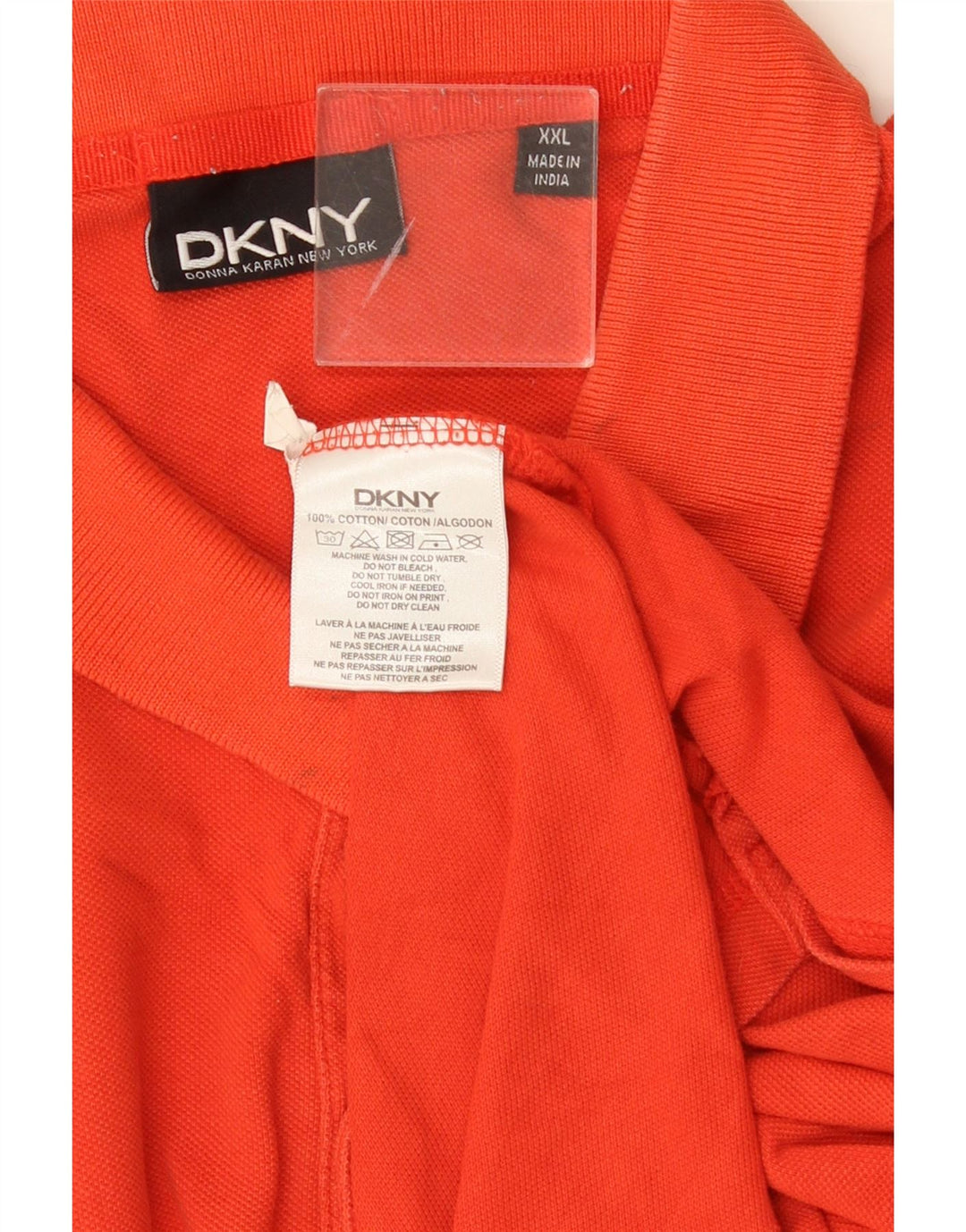 DKNY Mens Graphic Polo Shirt 2XL Orange Cotton
