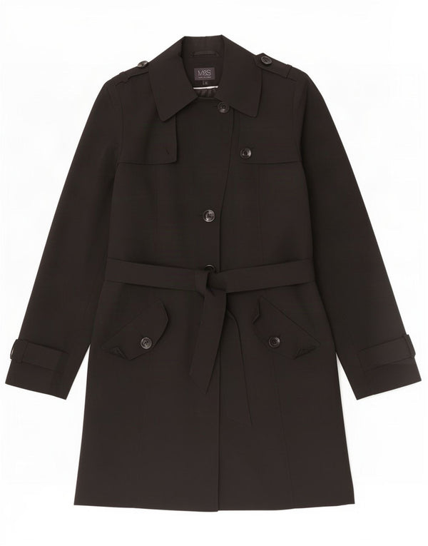 Marks & Spencer Womens Trench Coat UK 12 Medium Black Polyester Classic
