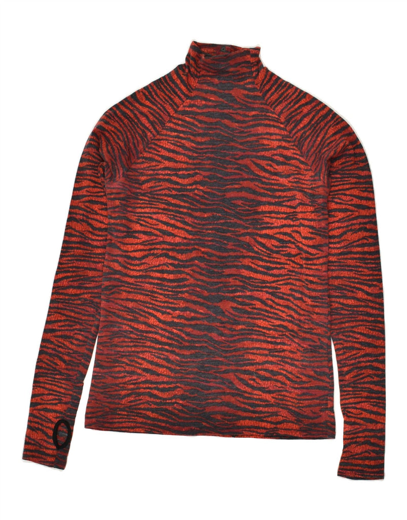 KENZO X H&M Womens Turtle Neck Jumper Sweater EU 36 Small Red Animal Print | Vintage Kenzo X H&M | Thrift | Second-Hand Kenzo X H&M | Used Clothing | Messina Hembry 