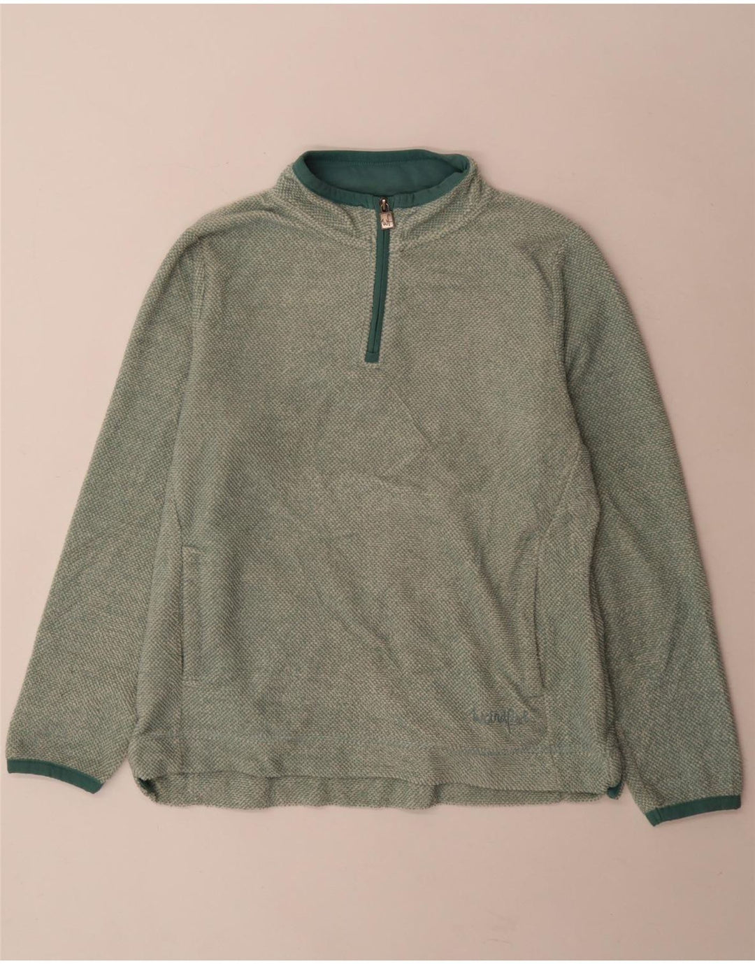 Weird Fish Womens Zip Neck Sweatshirt Jumper UK 14 Large Green Polyester