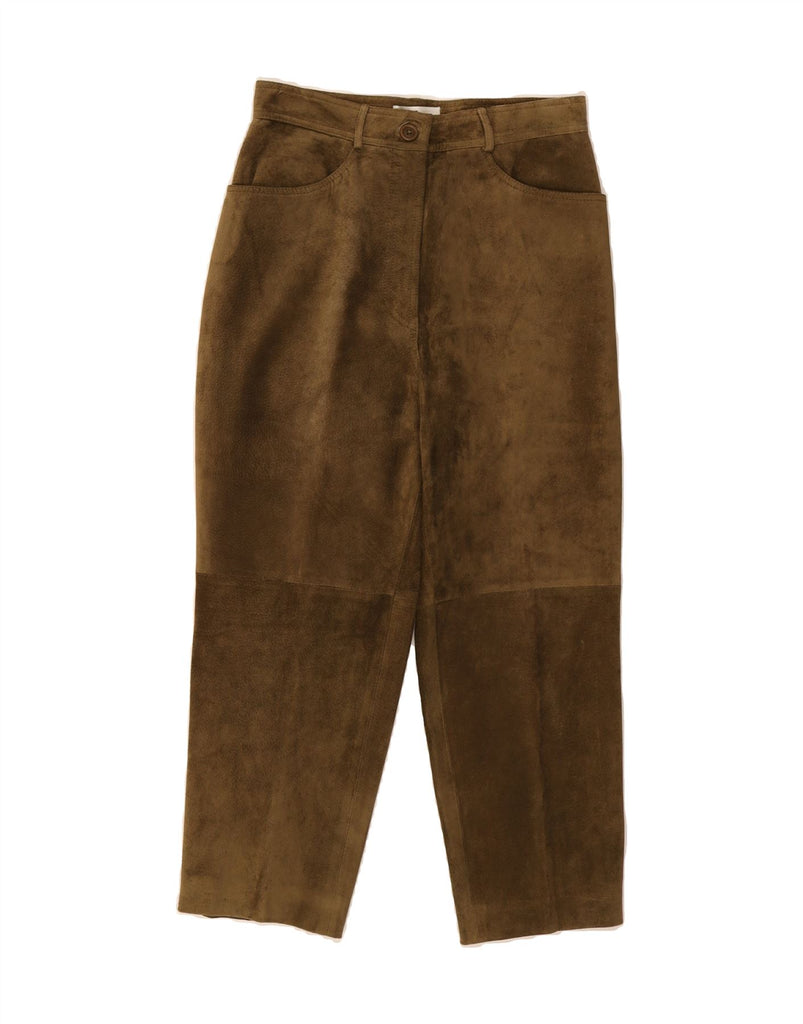 VINTAGE Womens High Waist Suede Trousers W36 L24 Brown Leather Vintage Vintage and Second-Hand Vintage from Messina Hembry 