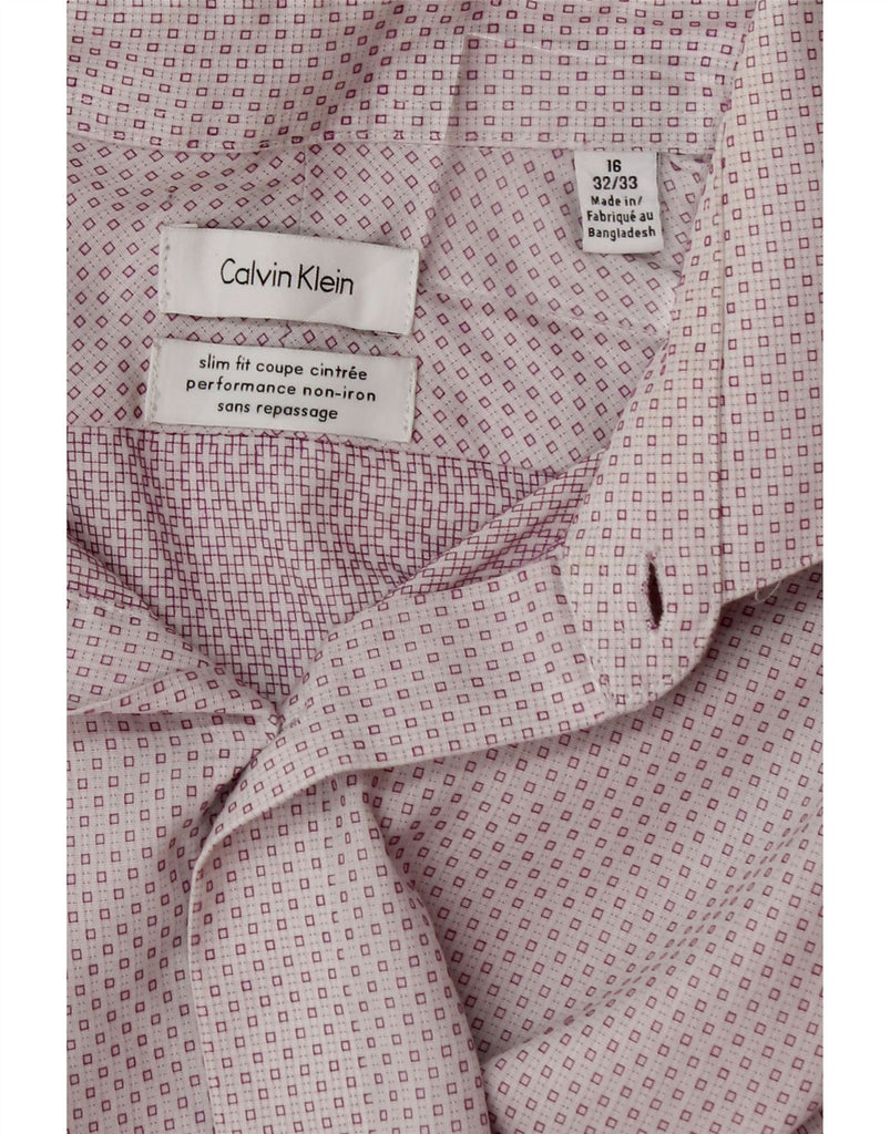 CALVIN KLEIN Mens Slim Fit Shirt Size 16 Large Pink Spotted Cotton Vintage Calvin Klein and Second-Hand Calvin Klein from Messina Hembry 