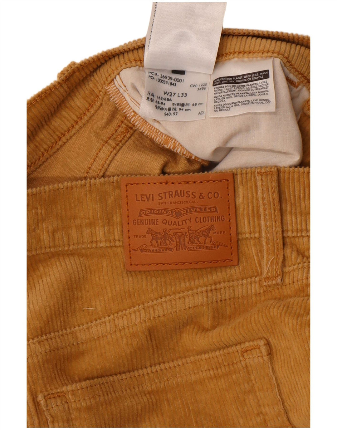 Levi's Womens Bootcut Corduroy Trousers W27 L33 Beige Cotton