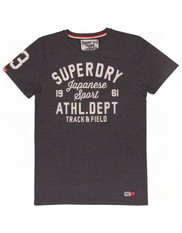 Superdry Mens Graphic T-Shirt Top Medium Grey Flecked Cotton