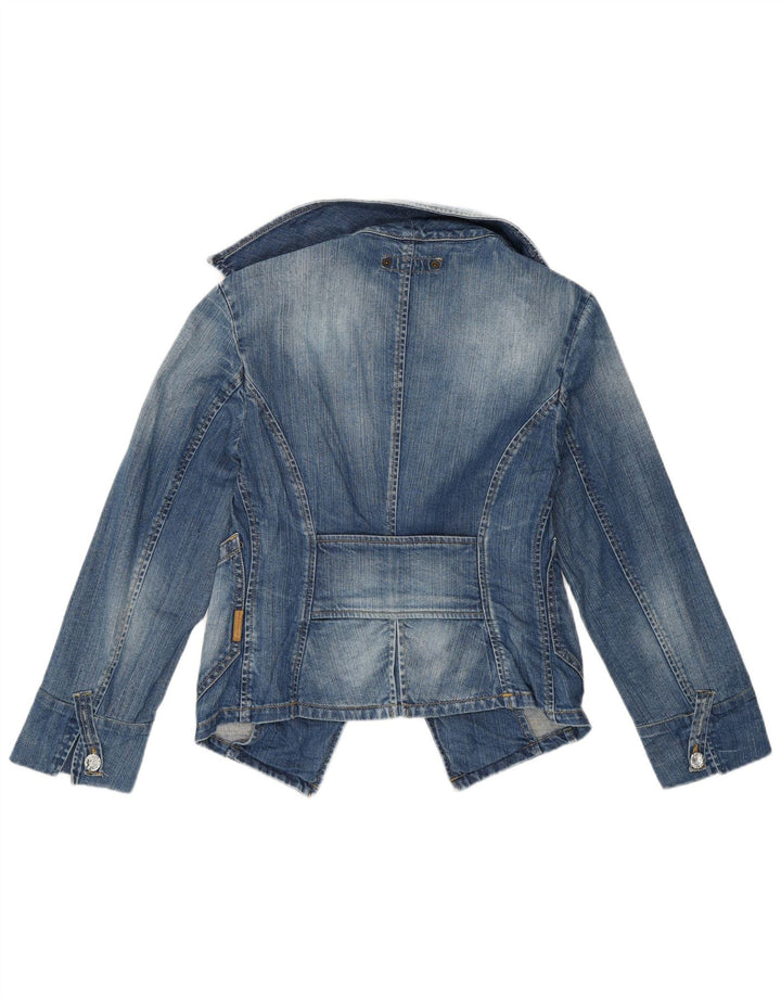 Fornarina Womens Crop Denim Blazer Jacket UK 8 Small Blue