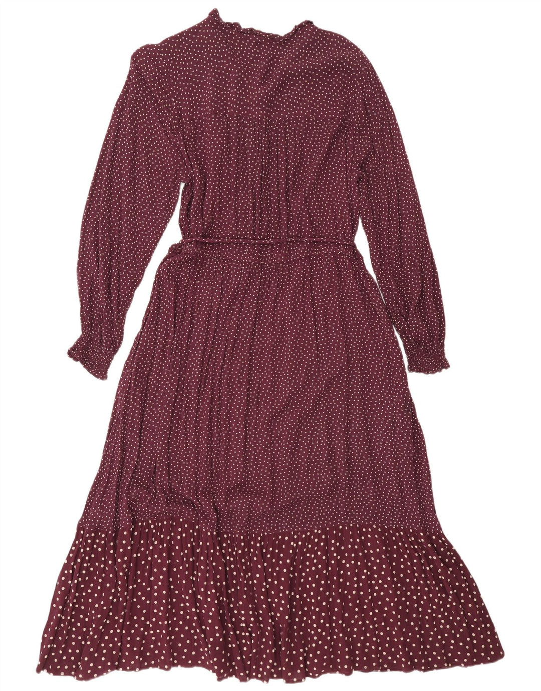 Fat Face Womens Long Sleeve Maxi Dress UK 12 Medium Burgundy Spotted