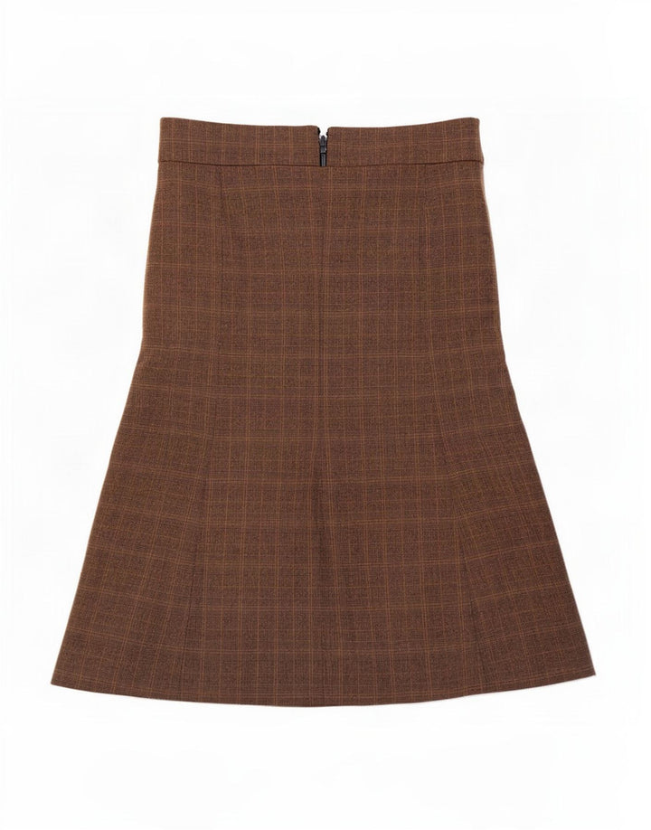East Womens A-Line Skirt UK 12 Medium W30 Brown Plaid Polyester